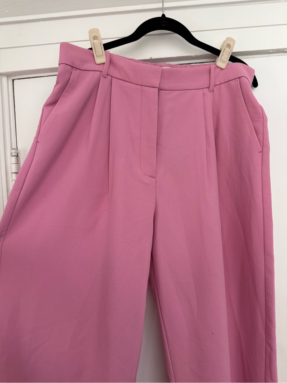 Abercrombie & Fitch Pink Sloane tailored high rise- Wide-Leg Trousers